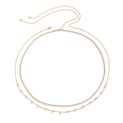 Versatile double-layer simple thin chain claw chain body chain fashionable beach rhinestone sexy waist chain
