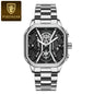 POEDAGAR Fashion Men Luxury Wristwatches Chronograph Luminous Waterproof Date Man Watch Square Dial Leather Quartz Men's Watches