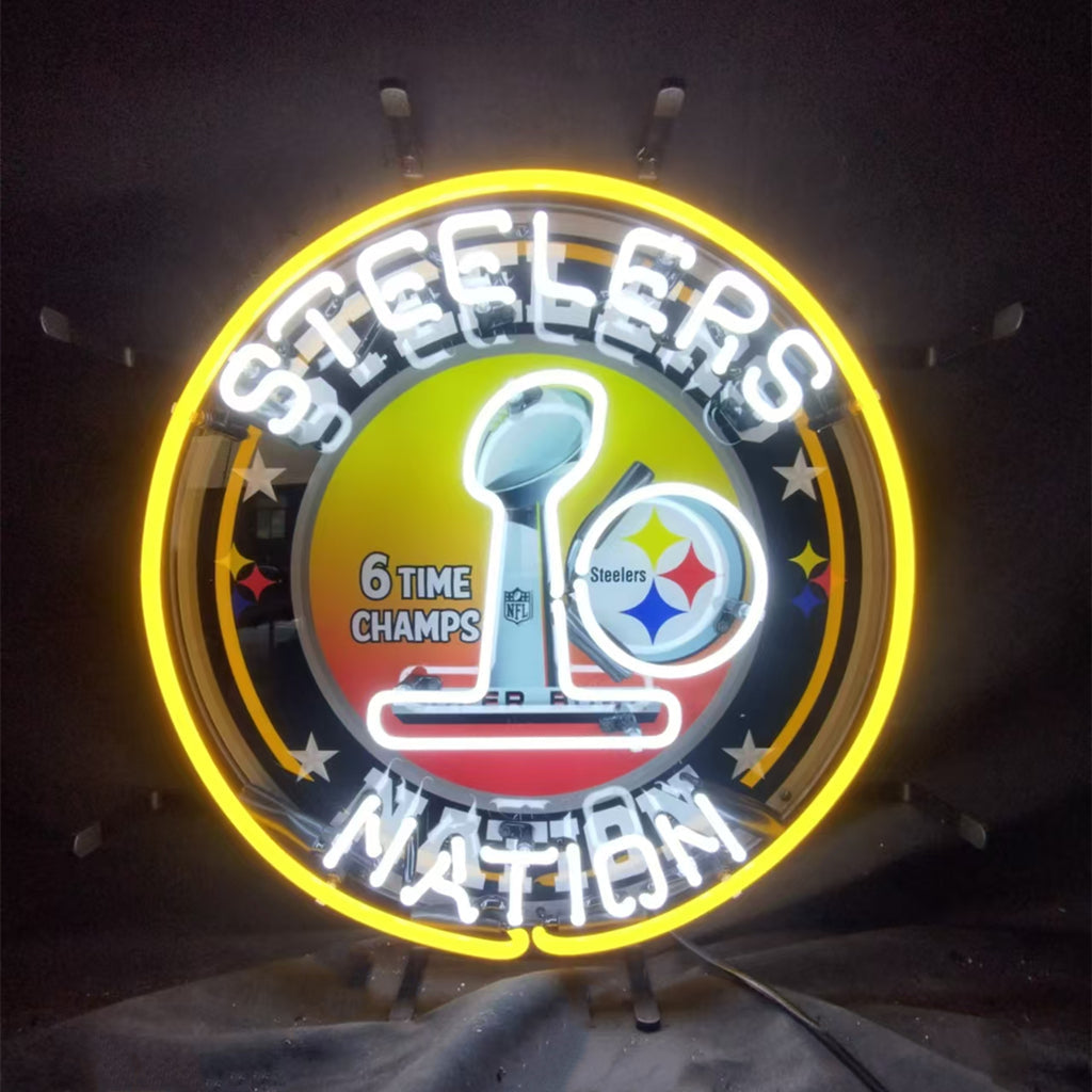 Pittsburgh Steelers Nation 6 Times Champion Neon Signs