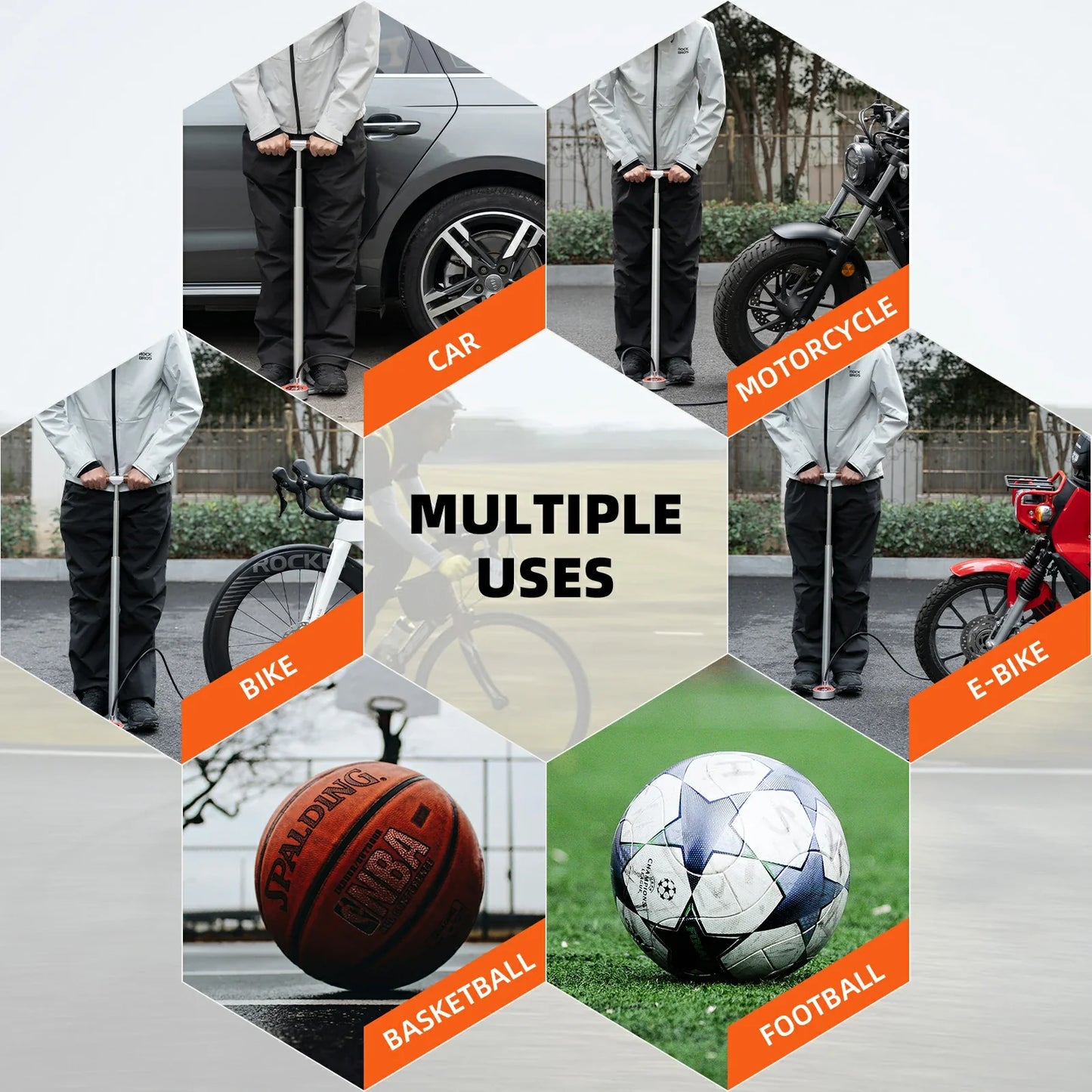 ROCKBROS 240PSI Classic Floor Drive 3.5 High Pressure Bicycle Floor Pump with Accurate 3.5" Analog Gauge