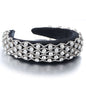 Fashionable full set rhinestone wide edge solid color sponge head hoop