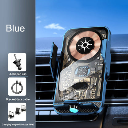 C11 car holder wireless phone charger infrared induction opening and closing navigation punk style transparent phone holder
