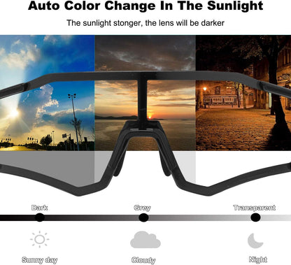 ROCKBROS Photochromic Cycling Sunglasses UV Protection Windproof Lightweight
