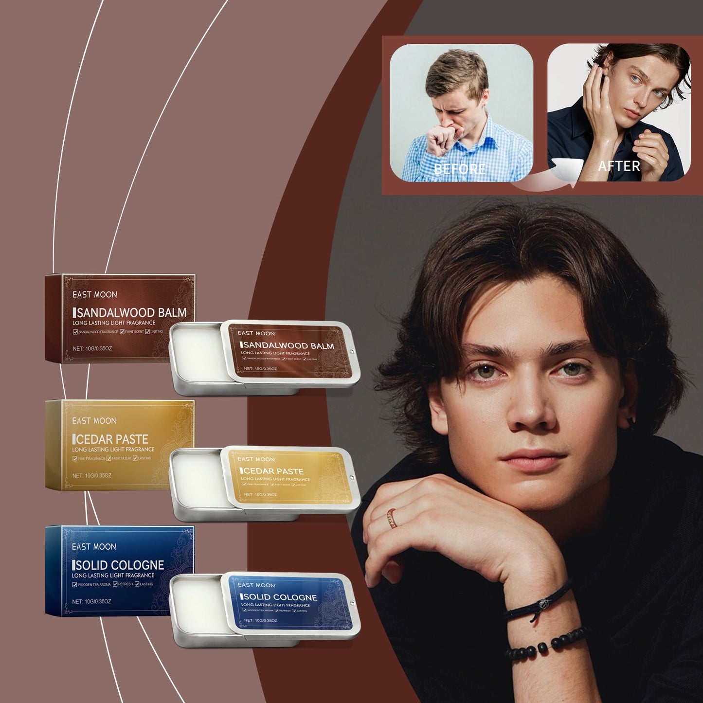 Men's Solid Balm Portable Solid Balm For Long-Lasting Fragrance Refreshing And Non-Sticky