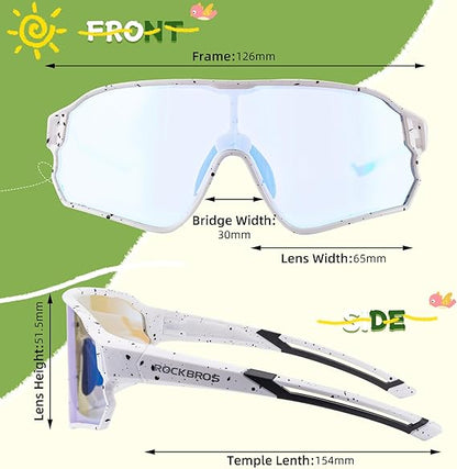ROCKBROS Kids Photochromic Sports Sunglasses For Kids Ages 8 to 14