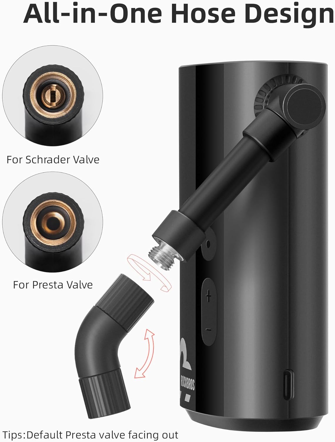 ROCKBROS Mini Bike Tire Pump 150PSI Fast Inflate Auto-Shutoff Digital Gauge