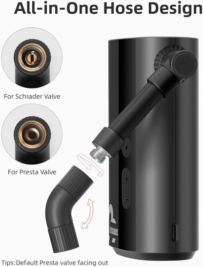 ROCKBROS Mini Bike Tire Pump 150PSI Fast Inflate Auto-Shutoff Digital Gauge