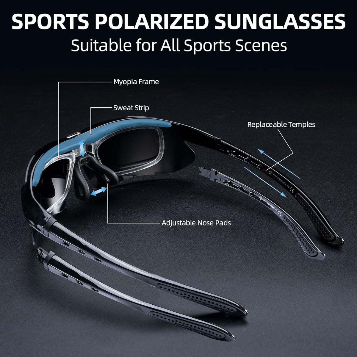 ROCKBROS-Slim Polarised Sports Sunglasses With 4 Interchangeable Lens