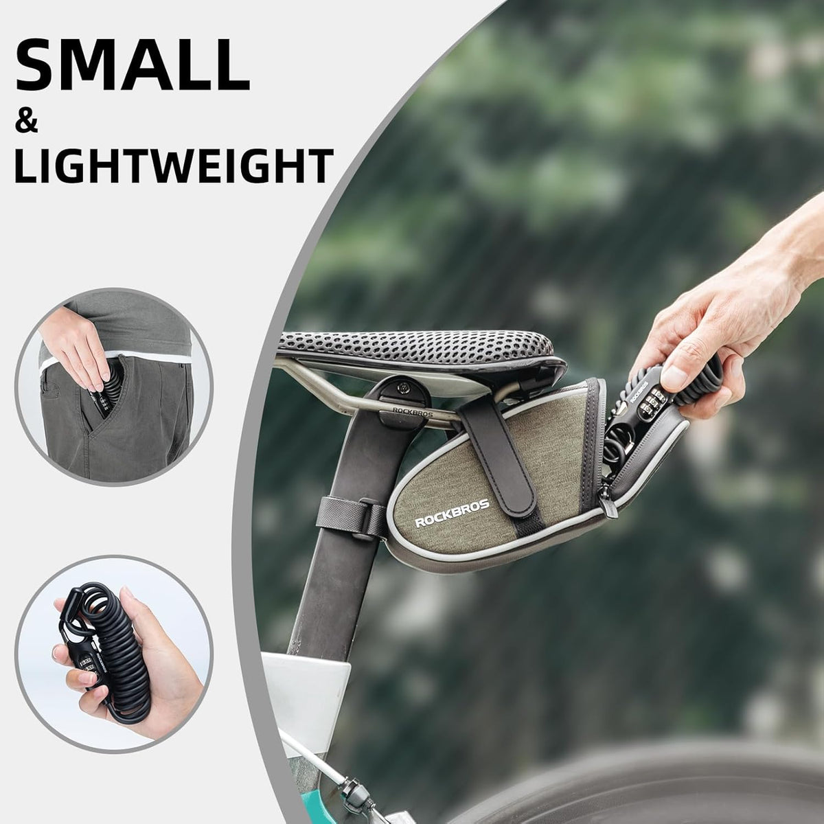 ROCKBROS Bike Lock Cable Combination Bicycle Lock - 6FT Long, Portable, Anti-Theft