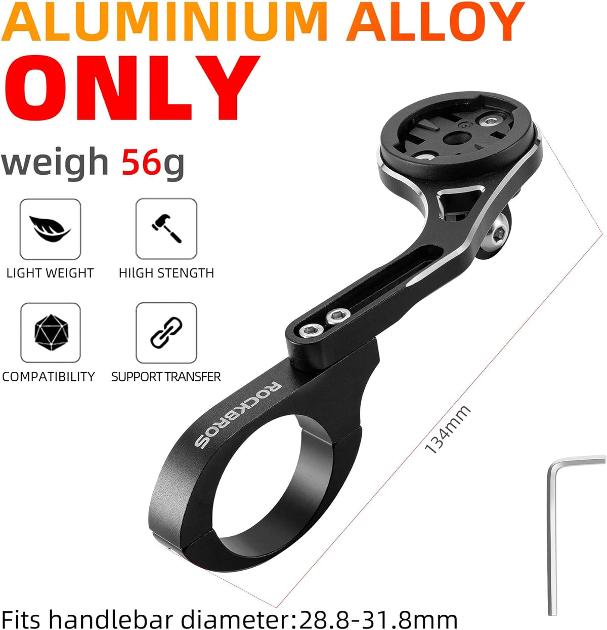 ROCKBROS Out Front Bike Mount Cycling Computer Mount Bike Handlebar 1.25''/ 31.8mm