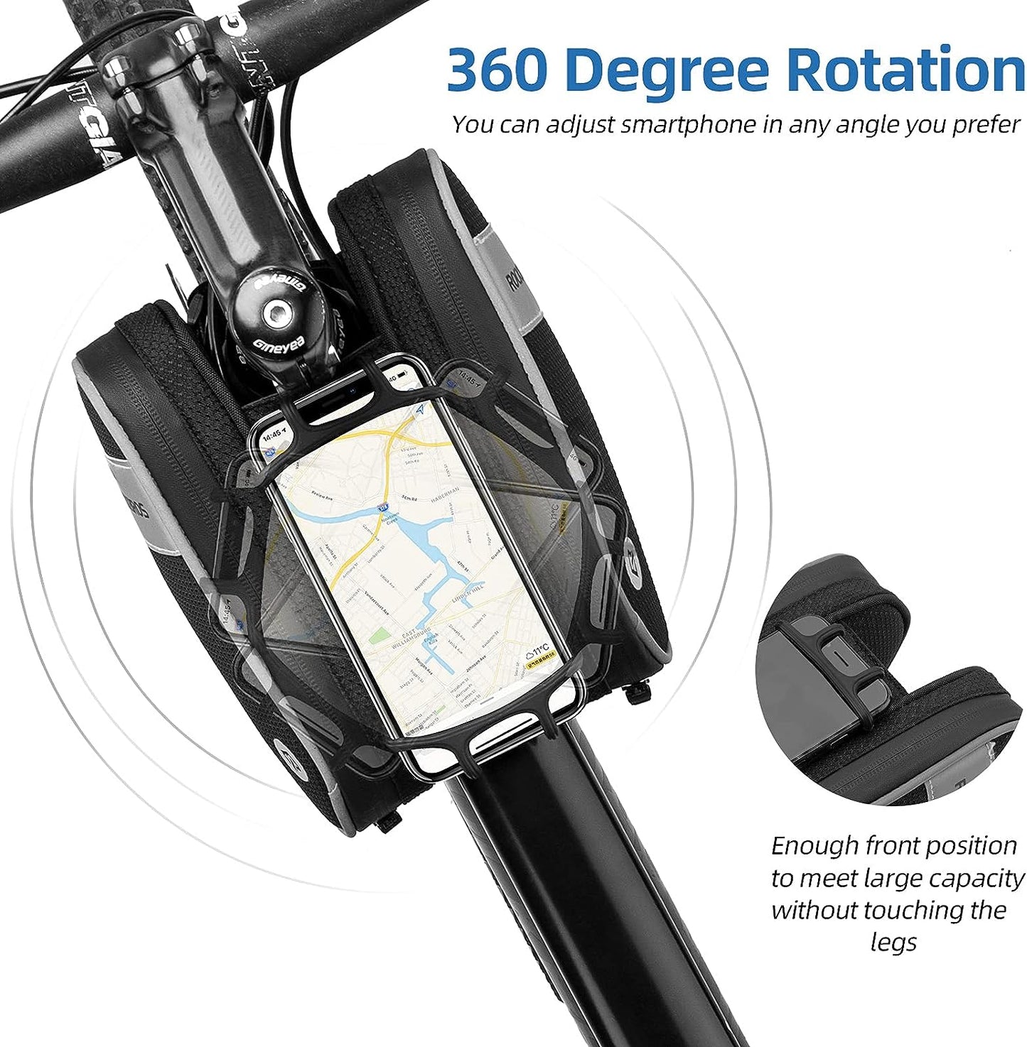 ROCKBROS Bike Front Frame Bag Top Tube Bike Phone Mount Bag Waterproof