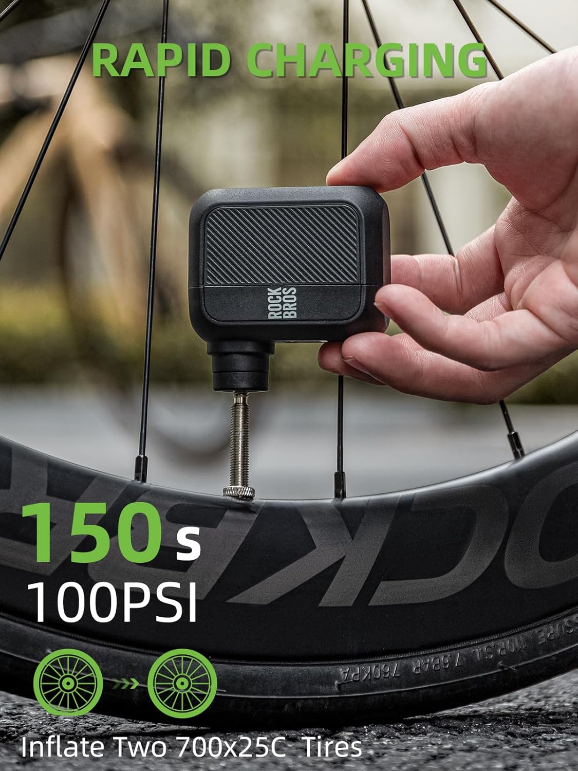 ROCKBROS AS110 Mini Electric Bike Tire Pump 100PSl