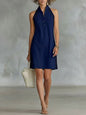 Women’s Sleeveless Button-Up Collar Shirt Dress