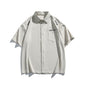 Simple letter embroidery casual short sleeved shirt men's half sleeved shirt