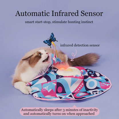 Fluttering Butterfly Cat Toys Interactive Cat Sticks Pet Kitten Can't Resist Mystery Motion Concealed Game Toy Automatic Teasing