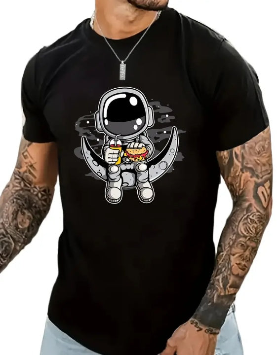 Cartoon Astronaut T-Shirt for Men – Casual Summer Streetwear Tee