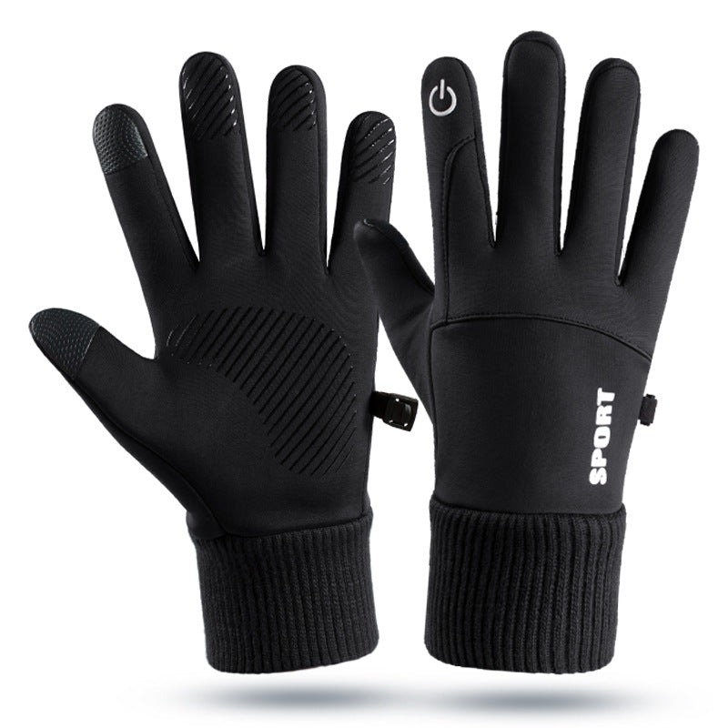 Outdoor gloves for men in winter warm and plush touch screen anti slip windproof and waterproof for women in winter