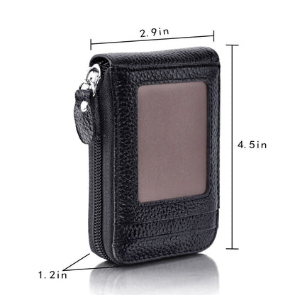 Men's Wallet Genuine PU Leather Credit Card Holder RFID Blocking Zipper Pocket Men bag Multi-card zipper