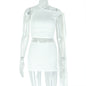 Strap Oblique Collar Asymmetric Dress Set Fitted Pencil Short Skirt Two-Piece Set Sexy Solid Color Women's Dress