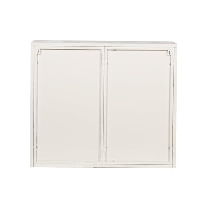 27.56"Glass Doors Modern Two-door Wall Cabinet with Featuring Three-tier White