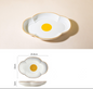 Creative Sun Egg Ceramic Bowl and Dish Set Cute Rice Bowl, Plate, Handle, Plate, Tableware, Home Breakfast Soup Plate