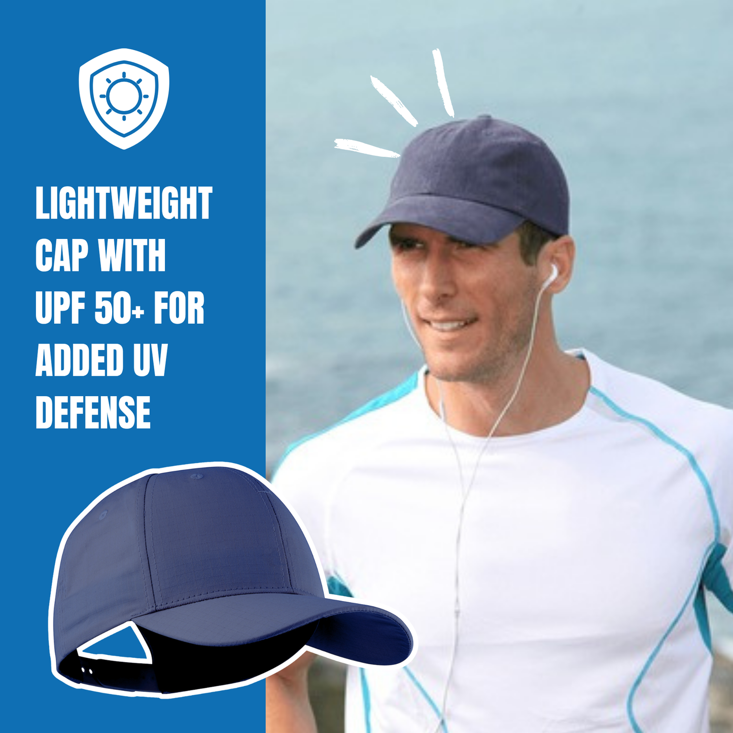 POWERCAP ICE Baseball Hat – Instant Cooling with Reusable Ice Packs UPF 50 Protection