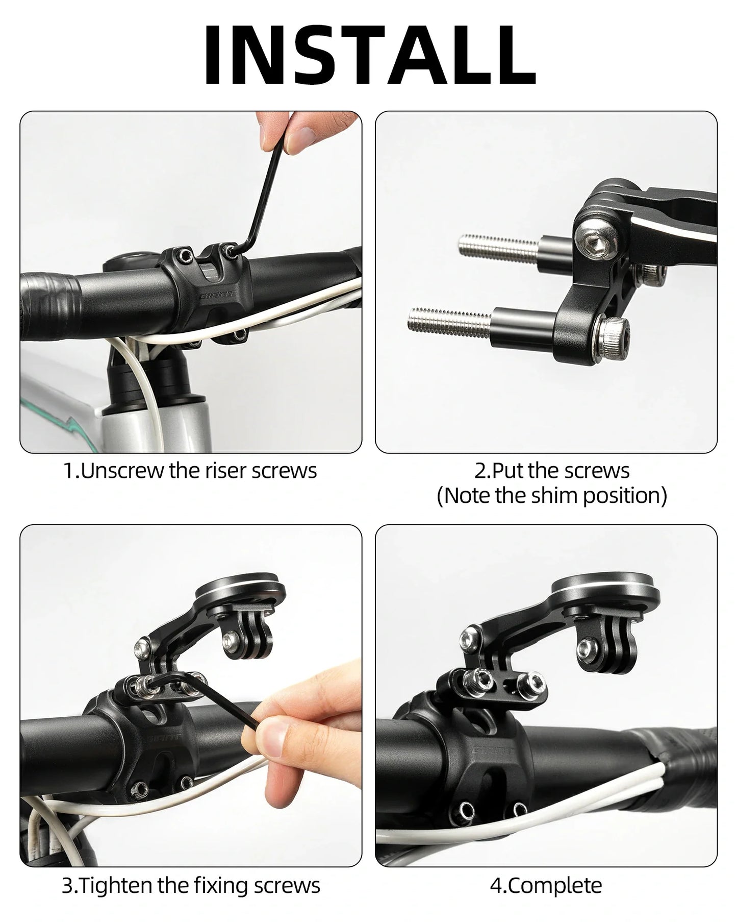 ROCKBROS Bike Computer Mount Out-Front Aluminum Integrated Bicycle Cycling Computer Mount