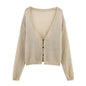 Style Women's Fashion Casual Versatile Long Sleeve Loose Single Breasted Knit Jacket