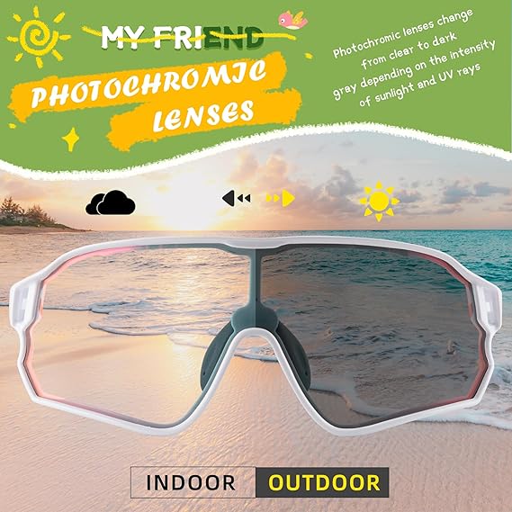 ROCKBROS Kids Photochromic Sports Sunglasses For Kids Ages 8 to 14
