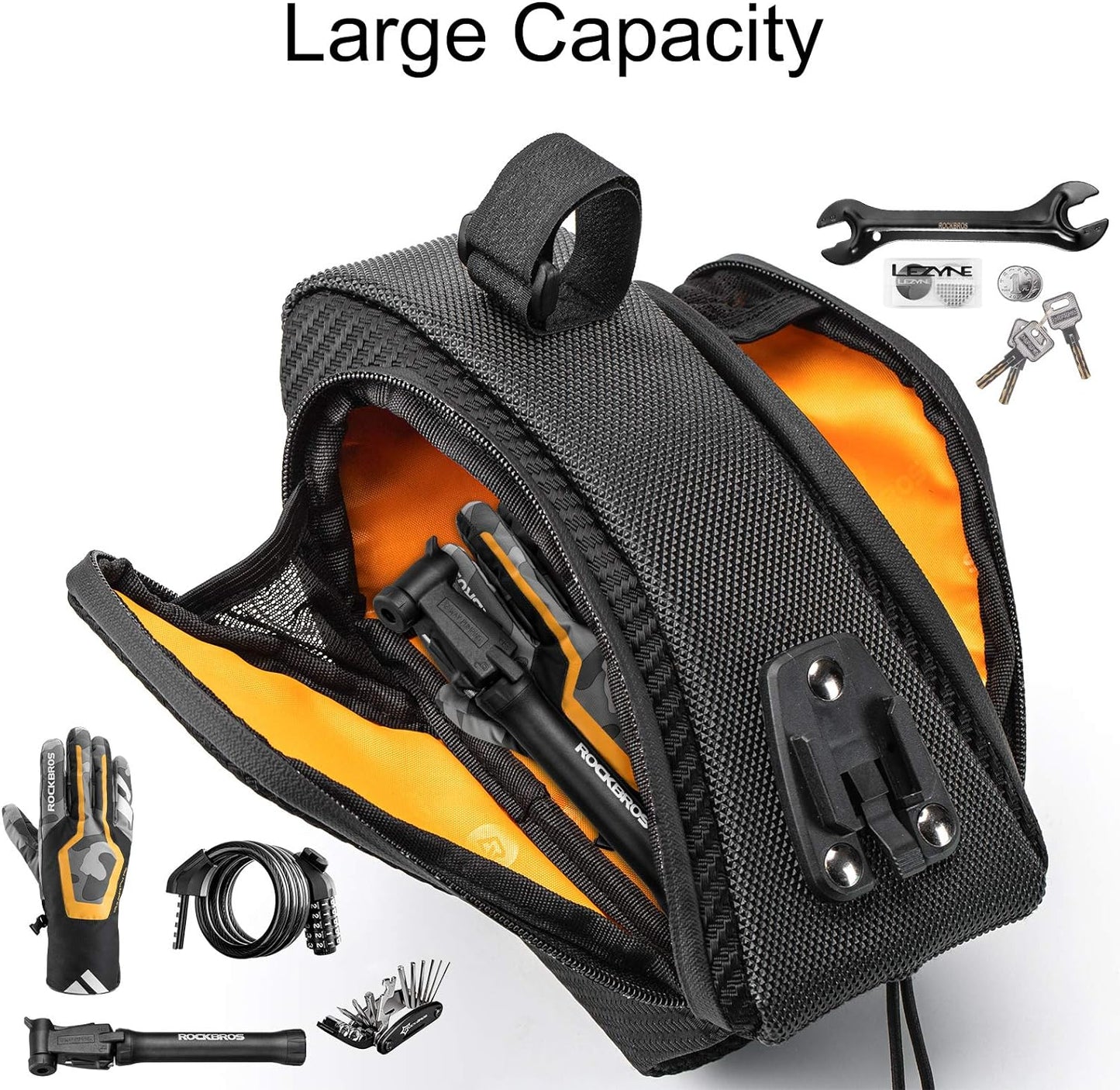 ROCKBROS Waterproof Bike Saddle Bag with Water Bottle Holder