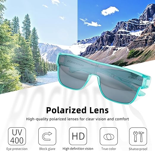 ROCKBROS Polarized Fit Over Glasses UV400 Sunglasses Wrap Around for Men Women