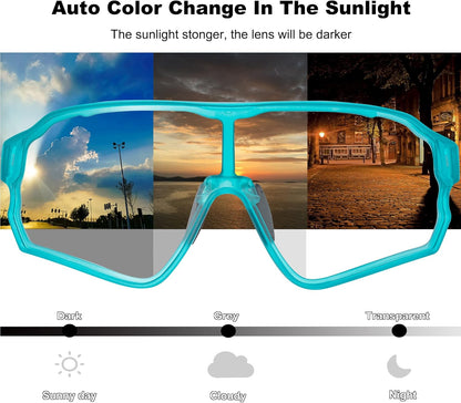 ROCKBROS Photochromic Cycling Sunglasses UV Protection Windproof Lightweight