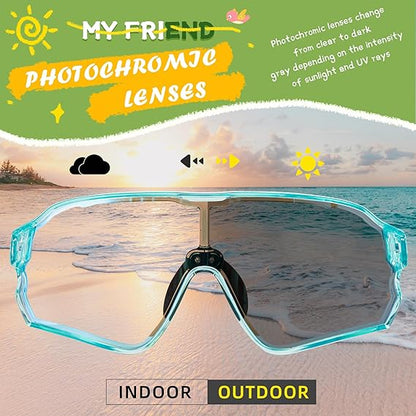 ROCKBROS Kids Photochromic Sports Sunglasses For Kids Ages 8 to 14