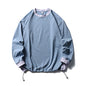 Trendy American Style Loose Long Sleeve T-Shirt for Men and Women, Breathable Quick-Dry Sun Protection with Drawstring Hem Round Neck Top