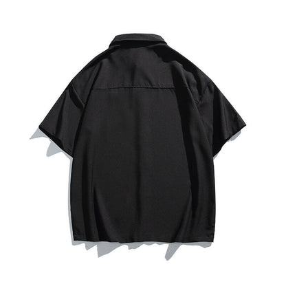 Simple letter embroidery casual short sleeved shirt men's half sleeved shirt
