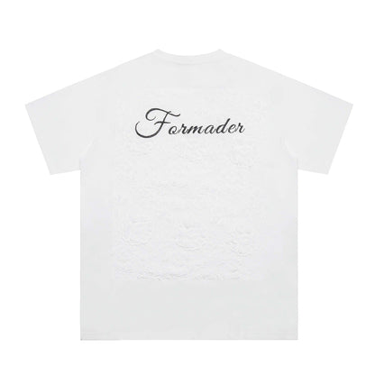 Niche High Street Floral Letter Print Short Sleeve T-Shirt INS Trendy American Summer Men's Casual Crew Neck Half Sleeve