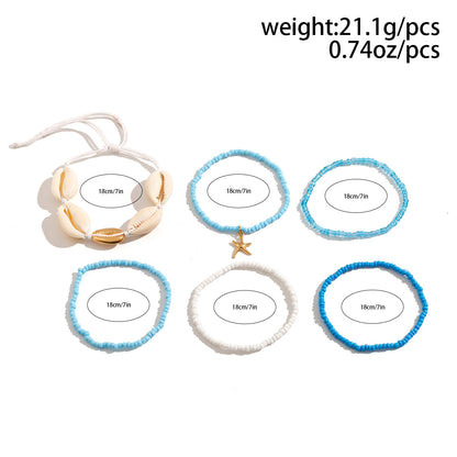 Bohemian vacation style shell rice bead bracelet Bracelet beach starfish bead set for women