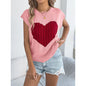 Women’s Heart Color Block Knit Top – Casual Sleeveless Valentine Tank