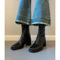 Stretch Retro Chunky Heels Commuter Boots — High Heel Style