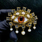 New Exaggerated Devil's Eye Brooch Baroque Pearl Tassel for Men Women Unisex Pin Jewelry European And American Vintage