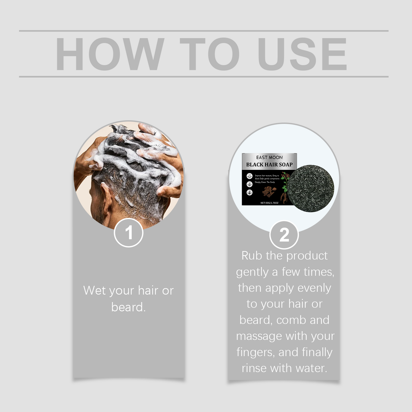 Men Bamboo Charcoal Black Hair Soap, Solid Hair Care, Clean Scalp, Smooth Black Hair Repair And Nourish Hair Roots