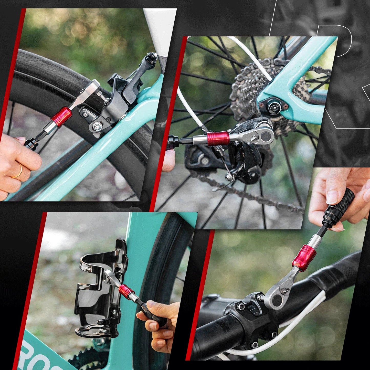 ROCKBROS 1/4-Inch Ratchet Socket Wrench Set 2.5-8mm Allen Hex Torx Sockets for Road  Mountain Bike Maintenance