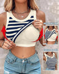 Women's Slim Striped Vest with Bralette – Chic Sleeveless Tank Top