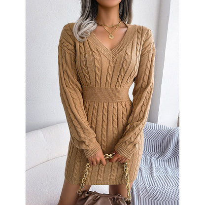 Women’s V-Neck Bodycon Sweater Dress