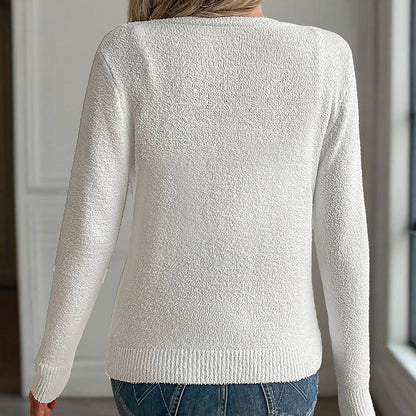 Women's V-Neck Button Front Long Sleeve Knit Cardigan
