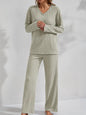Women’s Ribbed Long Sleeve Top and Pants Loungewear Set