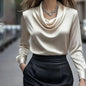 Elegant Satin Blouse - Women's Versatile Long Sleeve Shirt