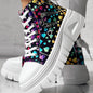 Muffin Heel Side-Zipper & Dual Lace-Up Casual Sneakers for Women
