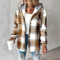 Women's Plaid Hoodie Long Sleeve Jacket With Pocket