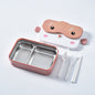Cartoon cute microwaveable stainless steel lunch box with compartments for insulation and portable lunch box